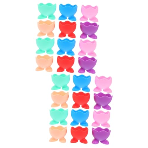 Cabilock 2sets Silicone Egg Tray Cups Egg Topper For Boiled Eggs Cartoon Holders Topper for Soft Boiled Modern Handheld Boiled Poached Stands Holders Kitchen Small Boiling 12pcs*2