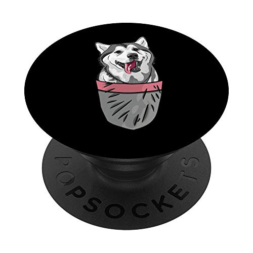 Perro Siberia Raza Del Perro Animal Bolsillo Husky Siberiano PopSockets PopGrip: Agarre...