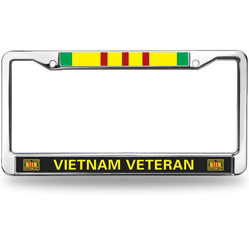 Image of US Army Vietnam Veteran 2 Holes Black License Plate Frame,US Army Vietnam Veteran Auto Car License Plate Frame Tag for US Canada Vehicles
