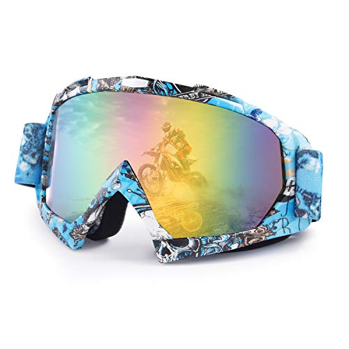 Wellovar Motorcycle Goggles,ATV Goggles Dirt Bike Ski Goggles Windproof Scratch Resistant Combat Goggles