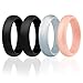 ROQ Silicone Wedding Ring for Women, Set of 4 Silicone Rubber Wedding Bands - Silver, Black, Rose Gold - Size 7