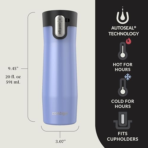 Image of Contigo AUTOSEAL West Loop Vacuum-Insulated Stainless Steel Travel Mug with Easy-Clean Lid, 20 oz, 2-Pack, Aster Frosted Pearl; Limelight Frosted Pearl