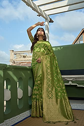 Image of Vardha Women's Art Silk,Silk Saree with Banarasi Weave and Unstitched Matching Blouse Piece | Sari for Women