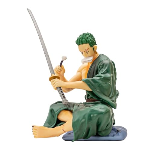 Image of FUNFOB Zoro Action Figure Height - 12cm Collectible for Anime Fans Manga Weeb PVC Multicolour | Z-oro Sitting