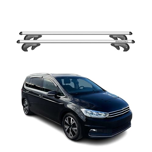 Menabo Dachträger Grundtäger kompatibel mit VW Touran mk2 2015-2020 Pre-FL Aluminium 90kg Silber 2tlg Offene Reling für Fahrradträger, Dachboxen, Skiträger Abschließbar Menabo Dachträger Grundtäger kompatibel mit VW Touran mk2 2015-2020 Pre-FL Aluminium 90kg Silber 2tlg Offene Reling für Fahrradträger, Dachboxen, Skiträger Abschließbar