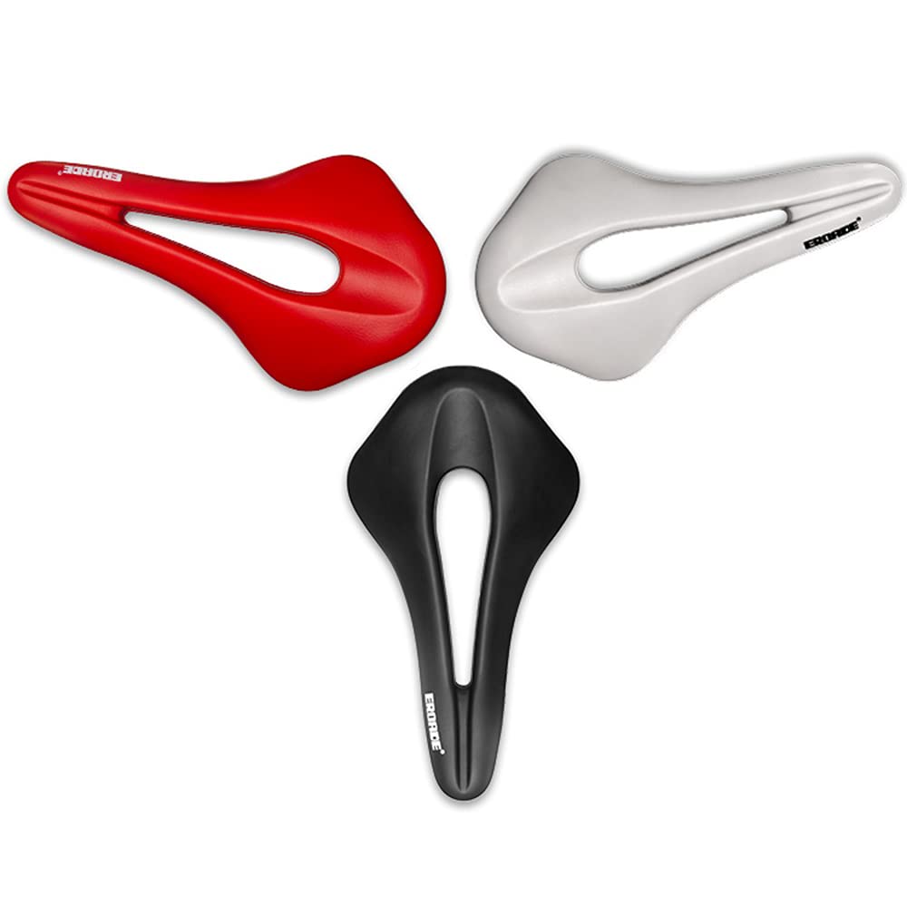 WQSQ MTB Sattel Bequemer Hohl Fahrradsattel Wasserdichter Rennrad Sattel Ergonomisch Fahrradsitz Für Damen Herren Weiß/Rot/Schwarz Sport & Freizeit