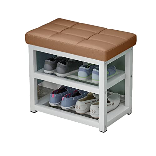 Banc à chaussures à 2 niveaux avec tabouret et rangement pour entrée