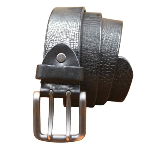 Unisex Embossed Belt – Heavy Duty Full Grain Leather, Vintage Distressed Double Prong & Holes Waist Strap2