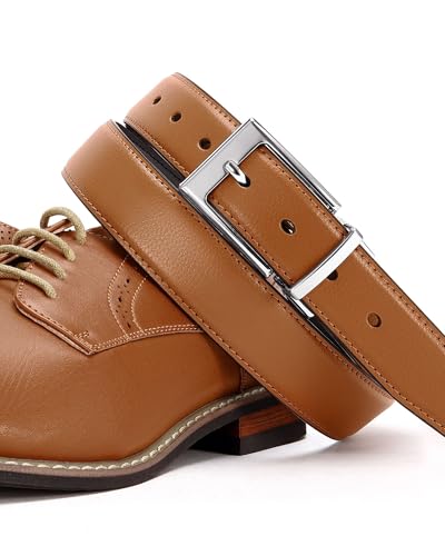 Image of CHAOREN Reversible Belt Men 1 Piece - 1.25 inch Leather Dress Belt - Trim to Fit for Elegant Style