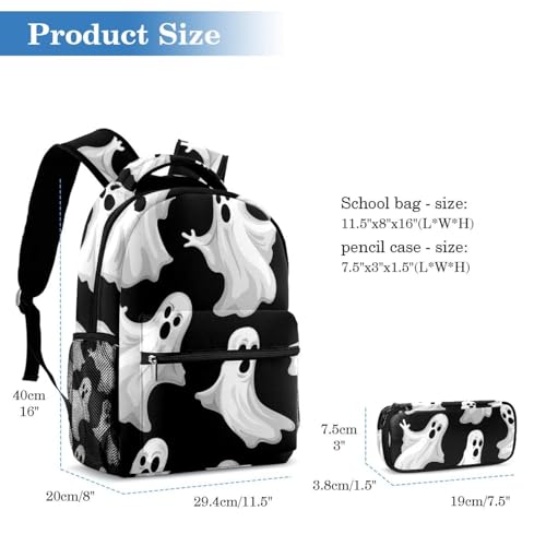 Sac à dos d'école Fun Black Spooky grand format pour le collège