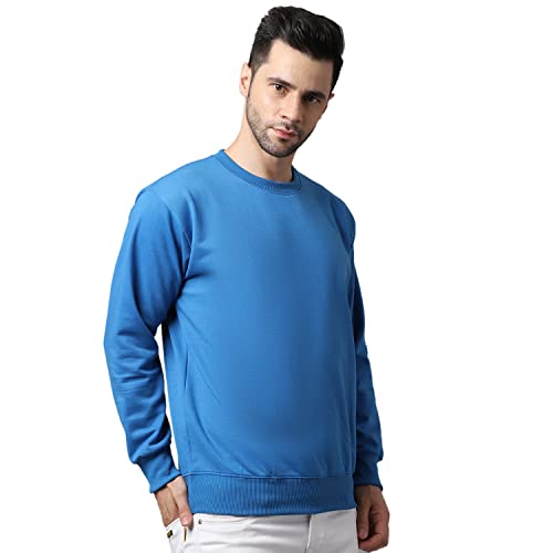 Image of BZR-Men's Fleece Round Neck Regular Sweatshirt (Sw Rrn Black 01-L Black L)(1903)