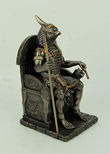 Estatua Horus Dios Egipcio Sentado en Trono miniatura 2
