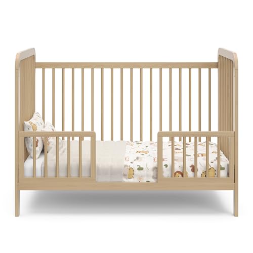 Image of Storkcraft & Graco Toddler Safety Guardrail Kit with Dowels (Driftwood) - GREENGUARD Gold Certified, Converts Compatible Storkcraft & Graco Crib to Toddler Bed, Kit Includes 2 Toddler Guardrails