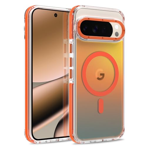 Image of Magnetic Case for Google Pixel 10 Pro XL [Compatible with Magsafe] [Cute Fashion Fluorescent Design] Shockproof Slim Translucent Matte Case for Pixel 10 Pro XL 6.8 inch, Orange