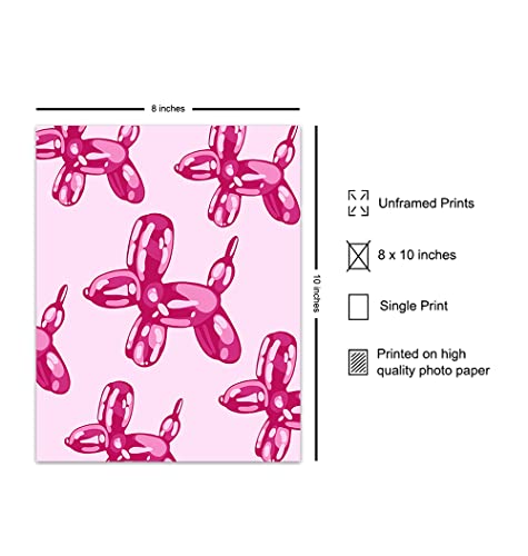 Balloon Dog Wall Art - Aesthetics Contemporary Art - Preppy Room Decor - Pink Bedroom Decor For Woman - Minimalism Modern Art Poster - Girl Teen Room Decor - Pop Art Decoration Unframed 8X10 #TOP1