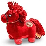 NIDONE Pferd Stofftier, realistisches rotes Pferd Plüsch ultraweiches Kissen für 2026 chinesische Neujahrsdekorationen, 8 Zoll