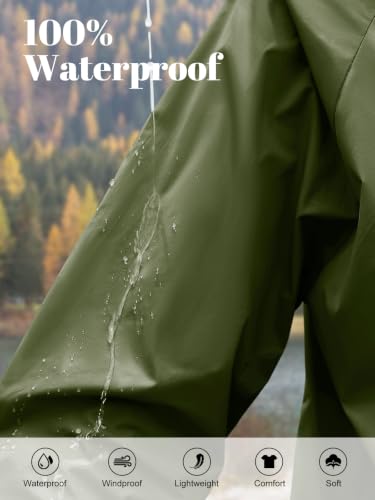 PITINAN Womens Rain Coat Ultra Light Zippered For Hiking/Golf Army Green M - image 4