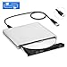 TPfeel External DVD CD Drive, Aluminum USB 3.0 Lightscribe DVD Burner Type-C Portable DVD CD +/-RW Rewriter Reader Slim Optical Drive Compatible with Macbook Laptop Desktop (Silver)