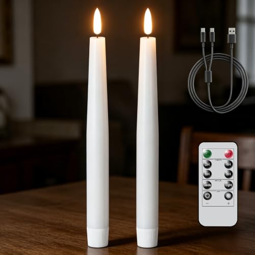 Image of GenSwin Rechargeable Flameless LED Taper Candles Battery Operated Remote