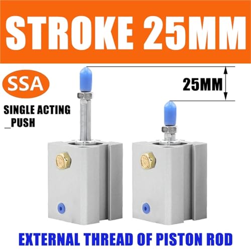 Cylindre pneumatique SSA12 course 25mm piston poussoir simple effet compact
