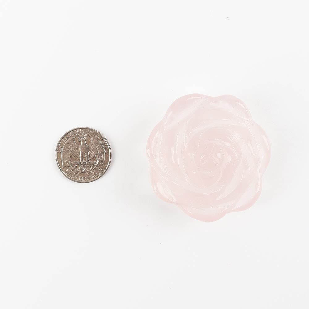 natural stone pendant Collar con colgante de flor rosa for mujer, piedra de cuarzo de cristal rosa tallada a mano de 2,17 pulgadas