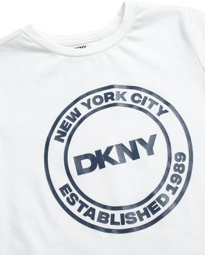 Image of DKNY Toddler Boys' Jogger Set - 3 Piece Short Sleeve Graphic T-Shirt, Pullover Hoodie, and Jogger Sweat Pants (Sizes: 4-7)