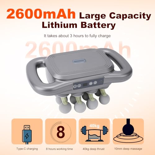 Image of 16-Head Massage Gun for Muscle Massage, Featuring 9 Modes & 9 Speed Settings for Neck, Shoulders, Buttocks, and Legs (Dark Grey)