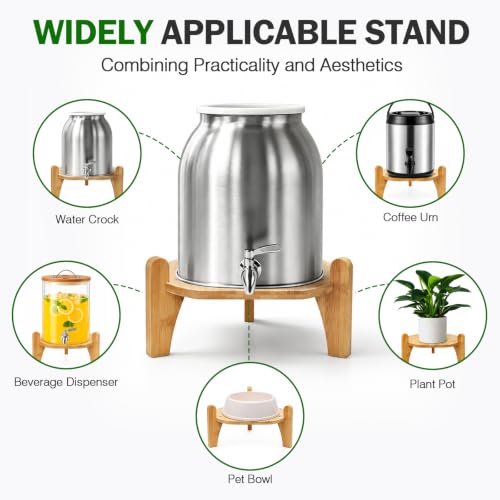 Image of Drink Dispenser Stand, 11-inch Inner Diameter Bamboo Wood Water Dispenser Stand, 3-5 Gallon Beverage Dispenser Holder Water Crock and Other Water Jar