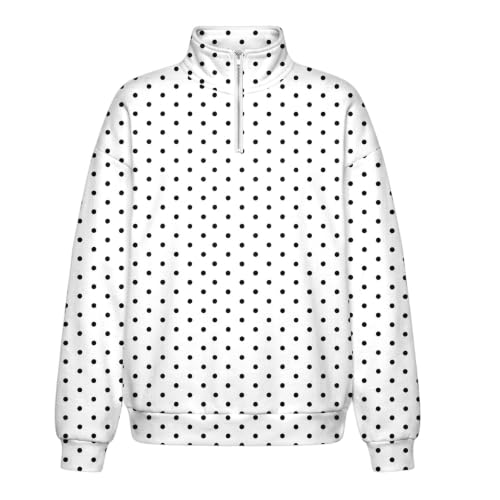 Women's Polka Dot Sweatshirt Quarter Zip Mock Neck Oversized Casual Tops - image 3