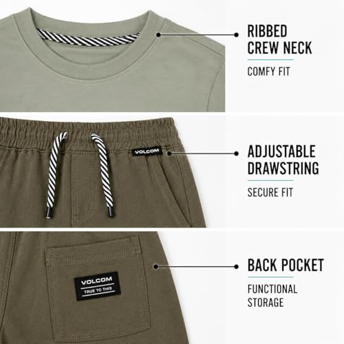 Image of Volcom Toddler Baby Boy Shorts Set - 2 Piece Short Sleeve Graphic Tees and Shorts Infant Toddler Little Boys Summer Outfits