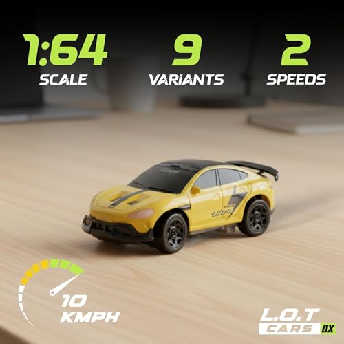 Image of L.O.T Cars Dash Remote Control Car Toy | 2.4Ghz, 1:64 Scale | Rc Cars, Rc Drifting Cars, Proportional Steering, Birthday Gift, Dual-Speed Modes & Lights with 100m Remote Range (Sports Yellow)