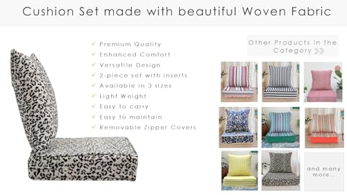 Image of Multipurpose 40x40x8 CM Woven Fashionable High Densitiy Foam Cushion Set for Floor, Patio, Chair and Balcony Garden Seating - Beige & Black Animal - Small Size Set - 16x16x3 Inch