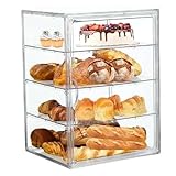 Pastry -Display -Hülle 4 Schichten klarer Brotbox mit magnetisch Türstaubdichtes Bäckerei -Display -Hülle mit abnehmbaren Trennern Cookie Ständer für Küchenbäckereien, 16x12x10in