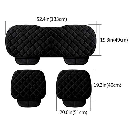 Wingoffly 3 Pack Thicken Front And Rear Car Seat Cushion Nonslip Car Interior Seat Cover Pad Mat Fit For Auto Vehicle, Black #TOP1