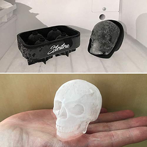 Stritra - Extra Large 3D Skull Ice Mold Silicone Skull Chocolate Jelly Molds Trays With Funnels For Christmas Parties Whiskey, Bourbon, Cocktails, Beer, And Resin Artwork (Pack Of 2) #TOP5