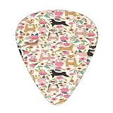 Médiators de guitare, Shiba Inu mélangés de sésame rouge, chiens noirs et feu pour guitare acoustique, guitare électrique, basse, ukulélé trois tailles (paquet de 12)