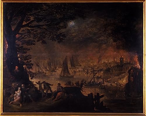 Tableau Burning Town Joos De Momper Poster Art Mural de Qualité Musée 60x90cm