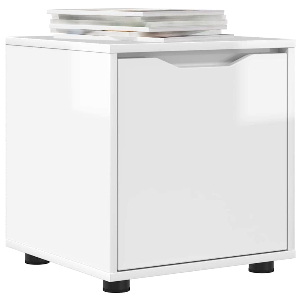 Badezimmerschrank Hochglanz Weiß Holzwerkstoff 40,5 x 40 x 44 cm mit Schublade Stauraum für Kosmetik und Handtücher minimalistisches Design für modernes Bad