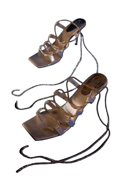 Sana. K Women’s Open Toe Synthentic Silver Stringy Shoe Lace…