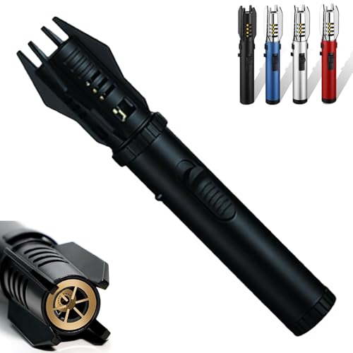 Lux Blaze Lighter Lux Blaze Torch Luxblaze Lighter Windproof Rechargeable Torch with Lock & Adjustable Flame High-Heat Outdoor Arc Torch for Camping BBQ Candles Baking Outdoor Cooking (1*Black)