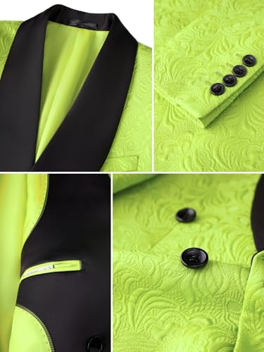 Men's Suit 2-Piece Floral Jacquard Shawl Lapel Jacket Double-Breasted Blazer & Pants Set for Wedding Prom Party2