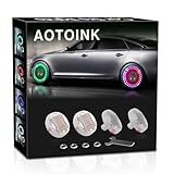 AOTOINK Car Wheel Tire Lights, 4Pcs Solar LED Car Wheel Nozzle Air Valve Cap Light with Motion Sensors Flash Colorful RGB Warning Decorative Neon LED for Cars Motorcycles Bicycles