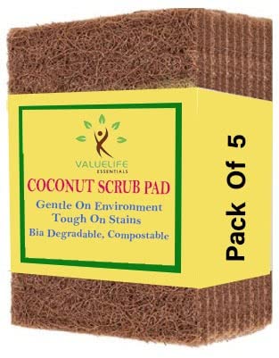 Value Life Coconut Coir Scrubber 4"x3" (Pack of 5), 100% Pure Coconut Coir Scrubber (B09J2N7449) Amazon Price History, Amazon Price Tracker