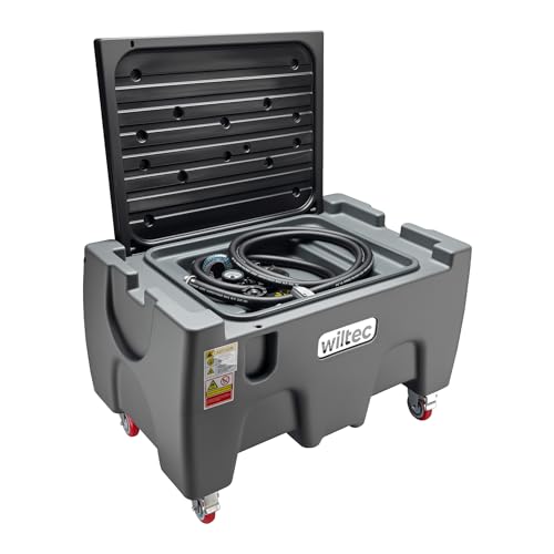 Wiltec mobile Tankanlage 150 l mit 12 V Pumpe Kraftstoffbehälter für Diesel und Benzin