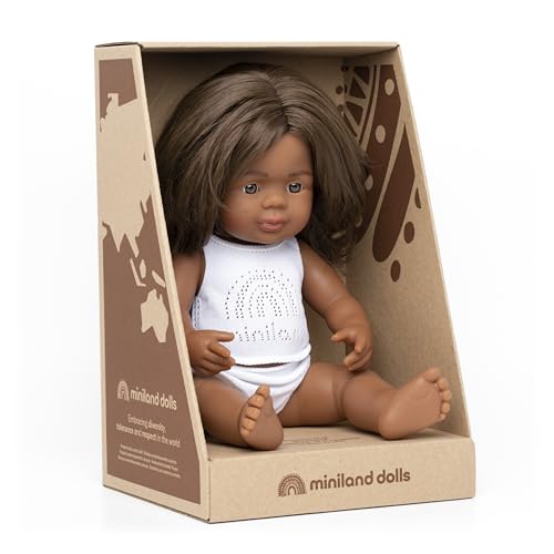 Image of Miniland Doll 15'' Australian Aboriginal Girl (Box) - Made in Spain, Anatomically Correct, Quality, Inclusion