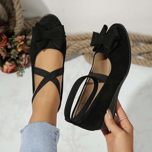 Women's Comfortable Suede Casual Shoes Low Heel Elastic Strap Slip-On Walking Footwear for Daily Wear and Outings4