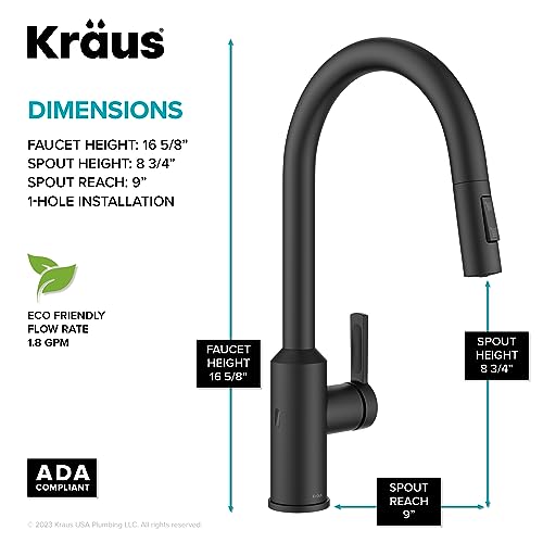 Image of KRAUS Oletto Touchless Sensor Pull-Down Single Handle Kitchen Faucet in Matte Black, KSF-2830MB