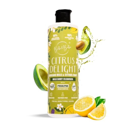 Image of Bath&Bathe Citrus Delight Body Wash - Citrus Fruit & Avocado Milk | Sulfate-Free, Paraben-Free | Hydrating & Skin-Loving Vegan Formula 500ml