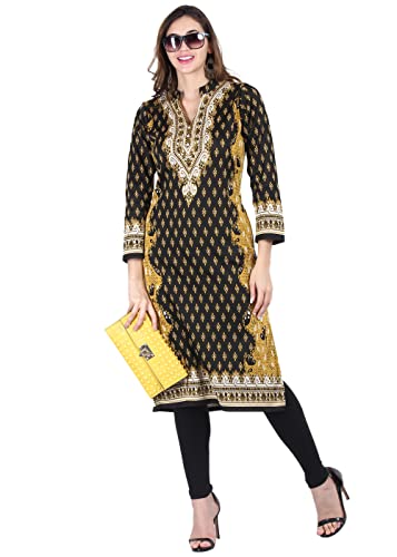 Image of Rosary Women's Winter Wear Jacquard Woolen Straight Kurti with 2 Side Pockets,RZ3204MUSTARD-2XL