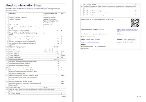 Ecran PC Iiyama GB2770HSU B6 FAST IPS FHDa180Hz FLC, 0.2MS DP HDMI HUB USB, speakers, HAS - Monitor - Immagine 10